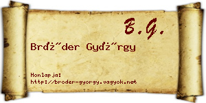 Bröder György névjegykártya